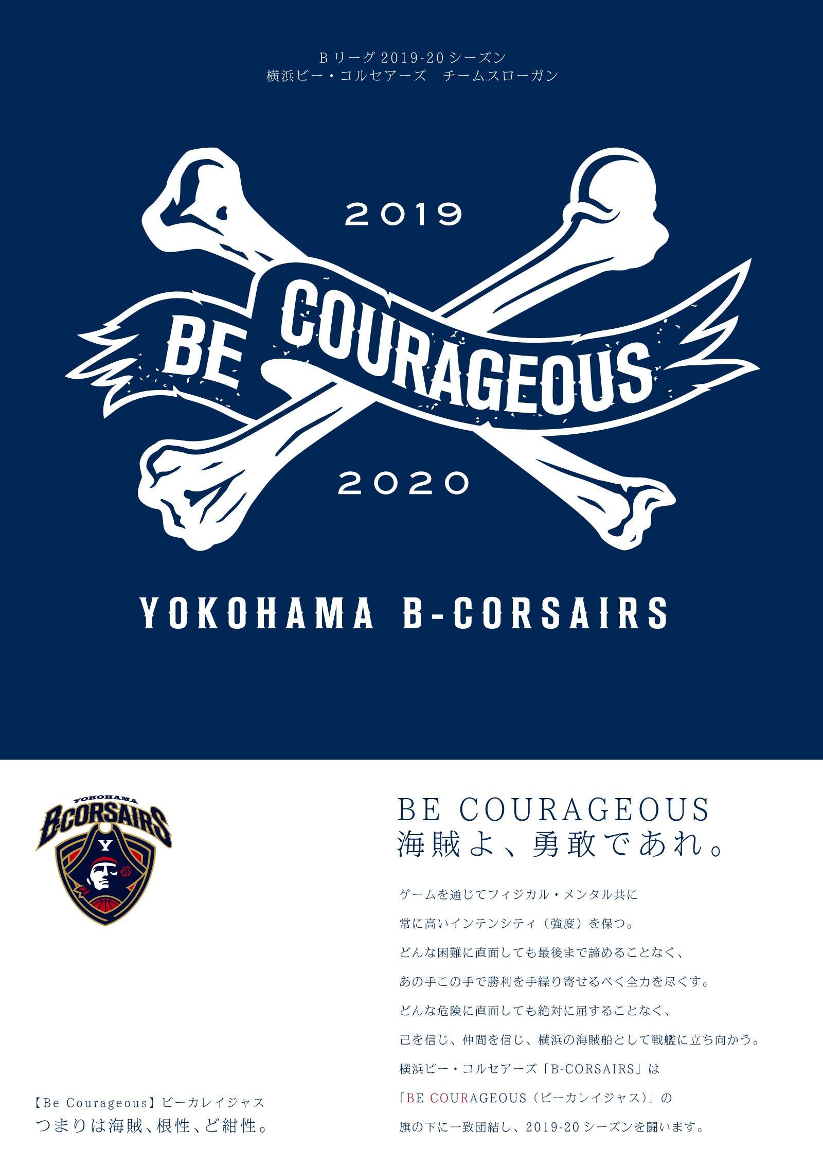 横浜ビー・コルセアーズB.LEAGUE2019-20シーズン チームスローガン
