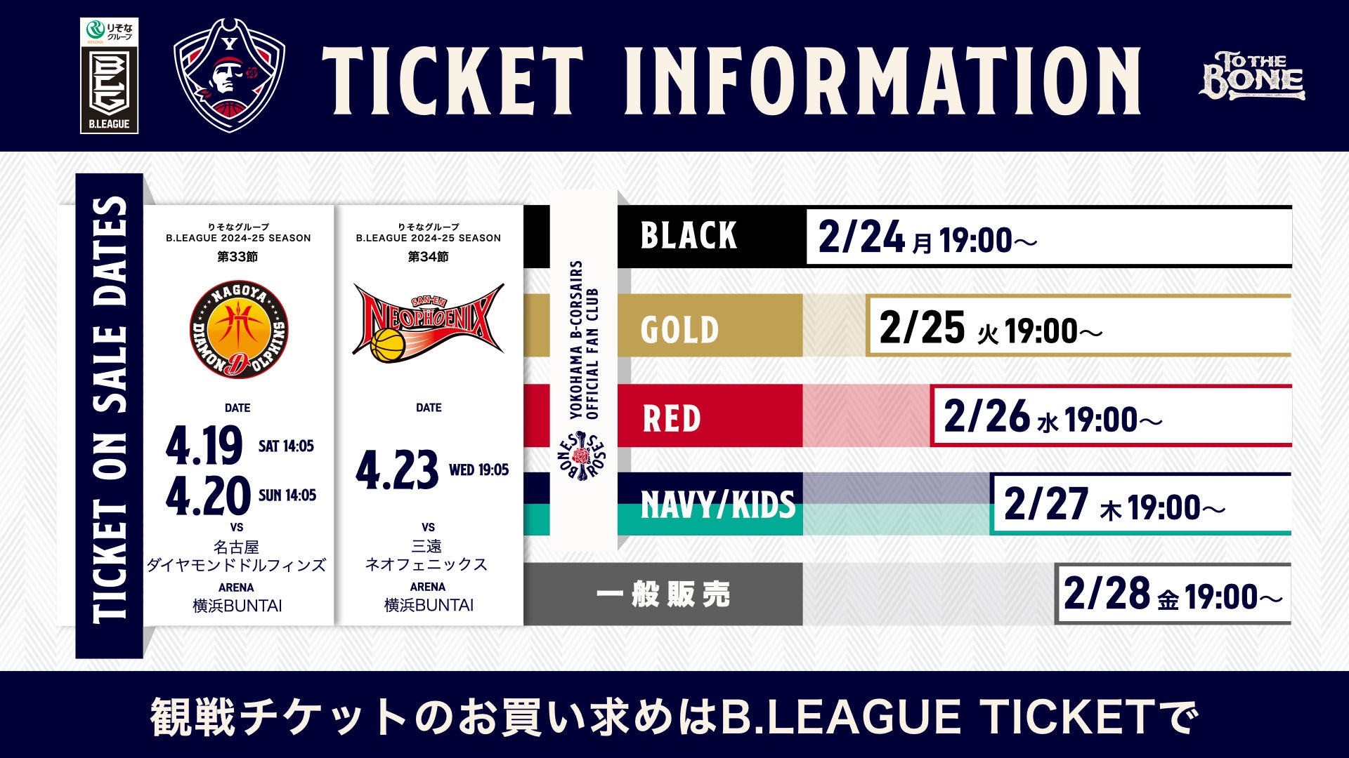 4月19日（土）、20日（日）vs 名古屋D/23日（水）vs 三遠