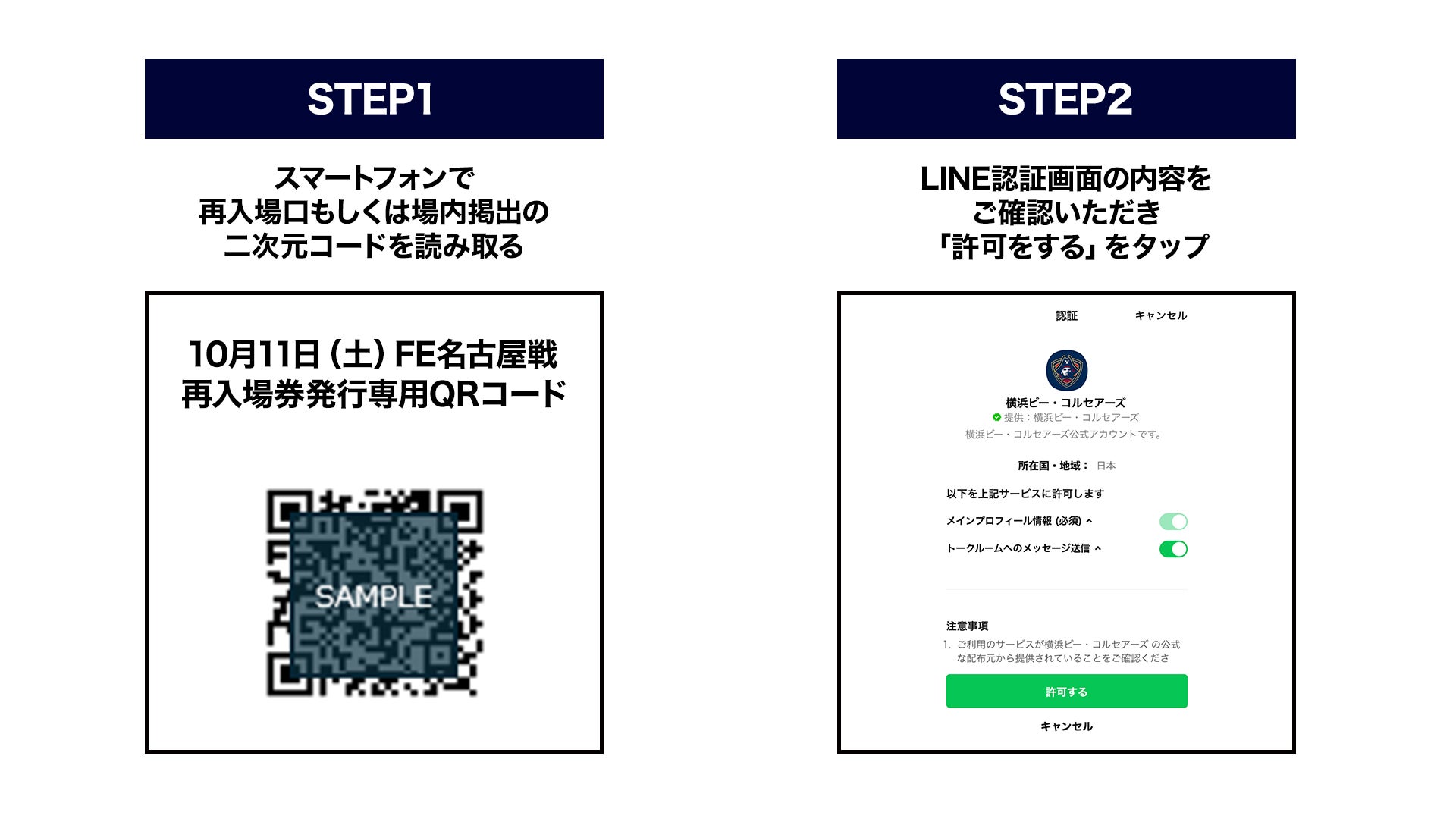 当日の再入場方法①②