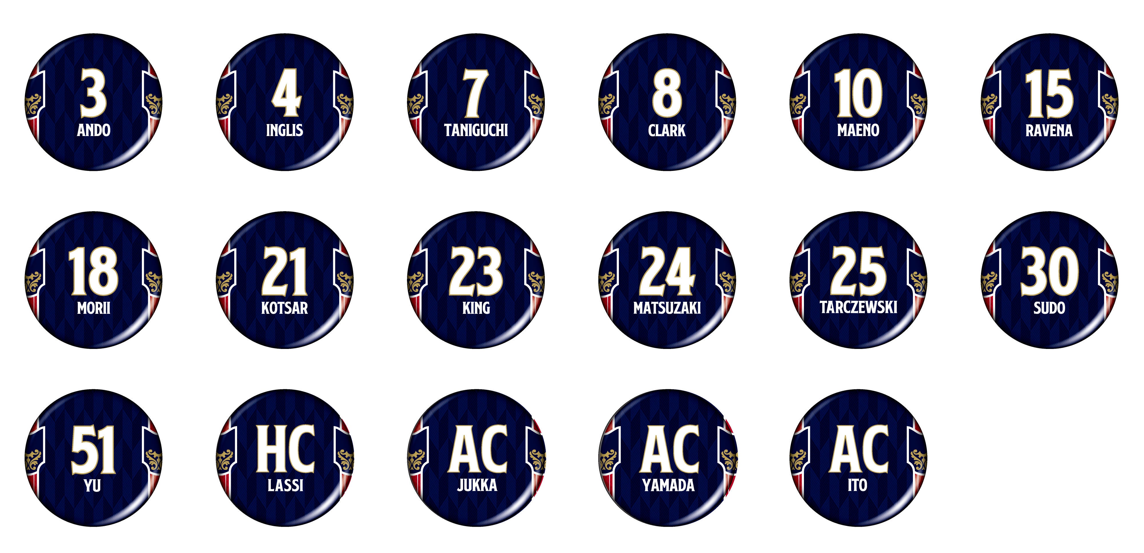 選手ナンバー缶バッジ