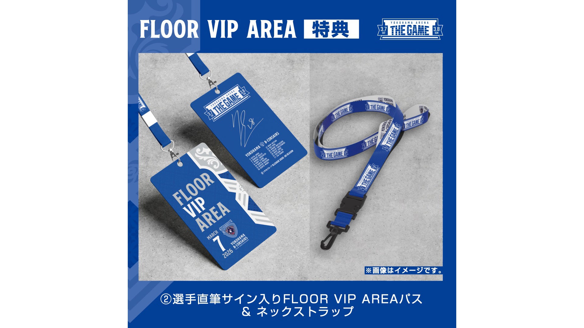 選手直筆サイン入りFLOOR VIP AREAパス&ネックストラップ