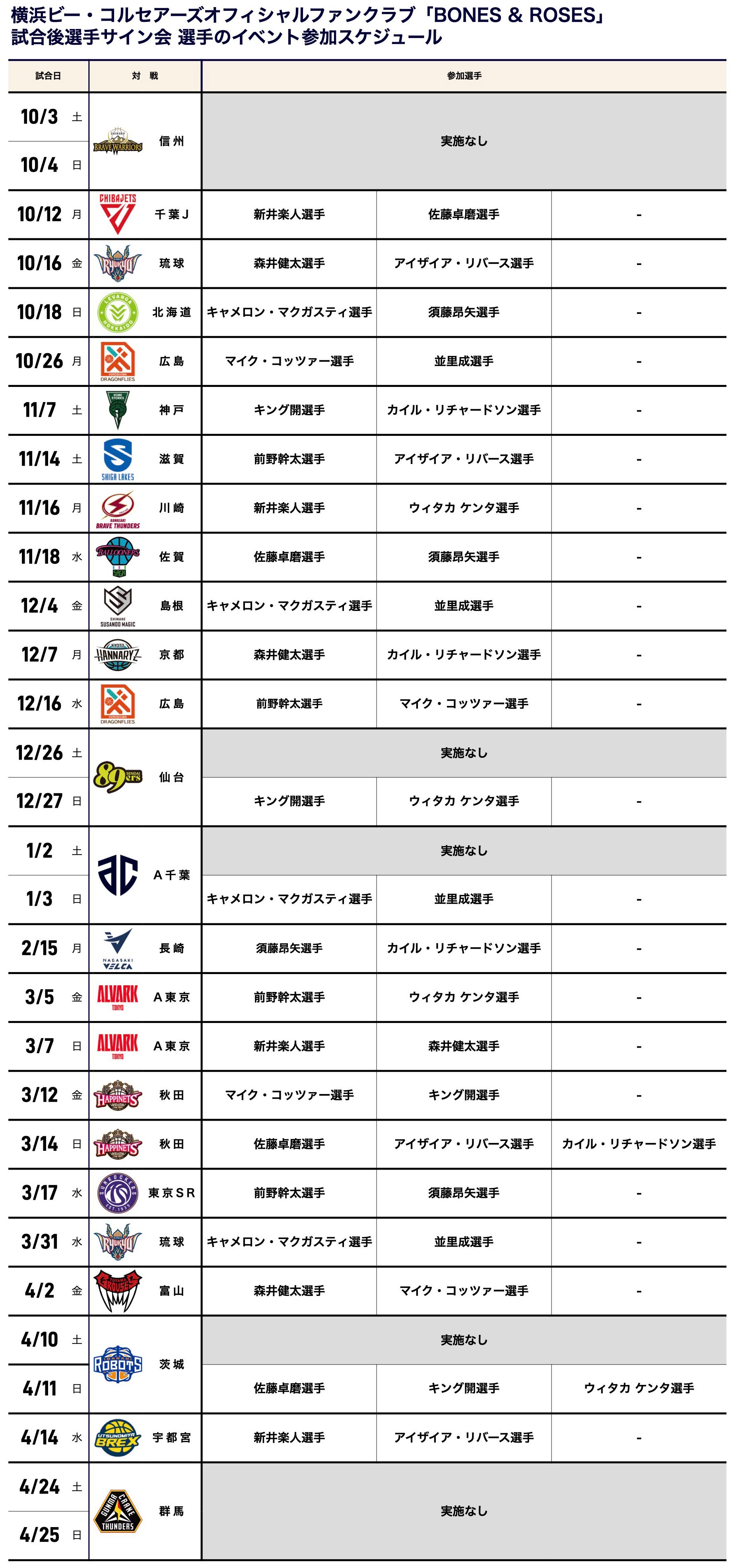 2026-27シーズン ファンクラブ会員限定イベント | 横浜ビー・コルセアーズ
